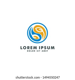 circle yin yang logo template, natural medicine design icon vector