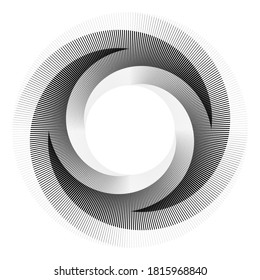 Circle in yin and yang style. Spiral with lines as dynamic abstract vector background or logo or icon