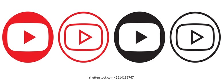 Ícone de logotipo Circular no Youtube. Aplicativo de mídia social. Aplicativo de rede. Marca editorial popular. Ilustração vetorial.