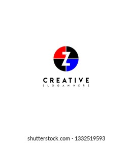 circle Z logotype in red, black and blue colors design concept