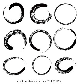 Circle of Zen (Buddhism in Chinese and Japanese symbol) 9 shape set  