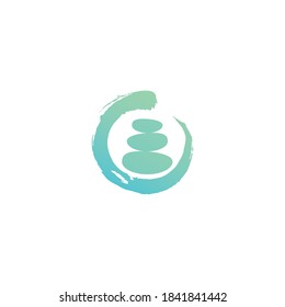 circle zen stone rock balancing spa yoga logo vector