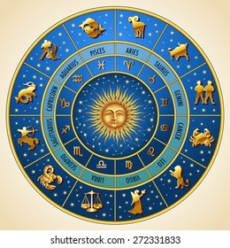 Circle of the zodiac signs. Vector Illustration