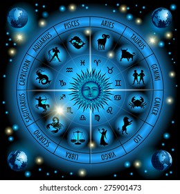 Circle of the zodiac signs. Vector Illustration