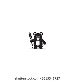 Circled Bear Artist Logo with Black Background. 