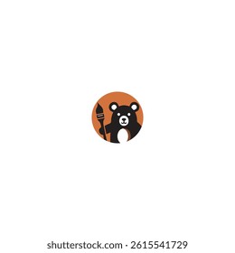 Circled Bear Artist Logo with Black Background. 