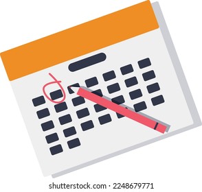 Fecha en un círculo en el calendario. Icono de programación de días importantes