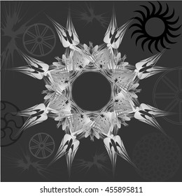Circled element for design, surrounded  by gear wheels.