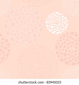 Circled heart pattern vector on pink background