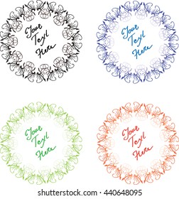 circled pattern, round frame with fantasy curves for greeting card or invitation
