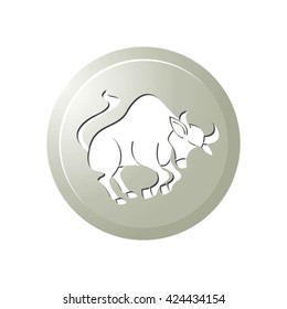 circled Taurus sign in tan-vector drawing