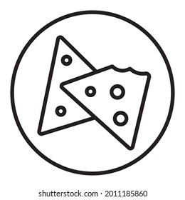 Circled tortilla cheese chips line art icon for apps and websites