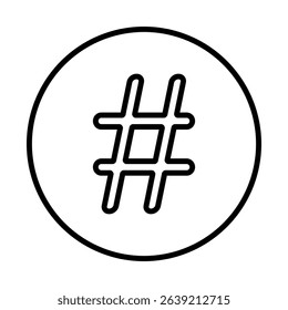 Circle-framed hashtag symbol in minimal design