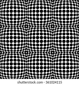 Circles with 3d convex, bulging distortion effect. Abstract monochrome background, pattern. Seamlessly repeatable.
