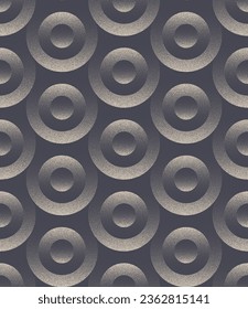 Circles 3D Structure Seamless Pattern Vector Dot Work Art Abstract Background. Volumetric Round Shapes Retro Design Textile Print Repetitive Wallpaper. Half Tone Continuous Geometric Illustration