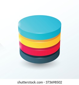 Circles 4 layer  yellow, blue, pink, black color