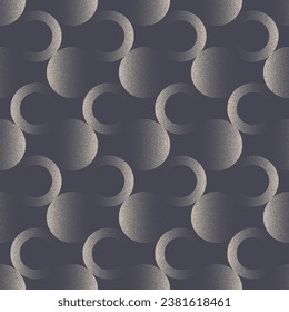 Circles 50s 60s Retro Style Seamless Pattern Trend Dot Work Abstract Background. Cool Endless Abstraction Fashionable Textile Print For Cloth Wear. Repetitive Fine Wallpaper. Halftone Art Illustration