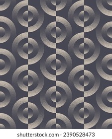 Circles 50s 60s Vogue Seamless Pattern Trend Vector Dot Work Abstract Background. 1950s 1960s Old Fashioned Endless Abstraction Fancy Textile Design Loopable Wallpaper. Half Tone Art Illustration