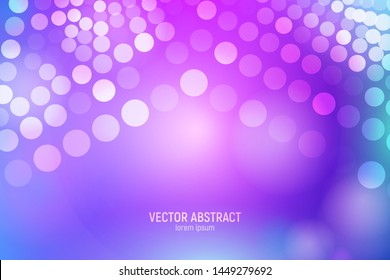 Circles abstract background. 3D abstract purple and blue background with circles, lens flares and glowing reflections. Vector illustration.