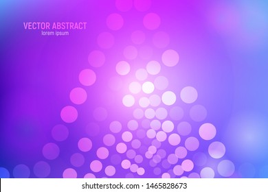 Circles abstract background. 3D abstract purple and blue background with circles, lens flares and glowing reflections. Vector illustration.