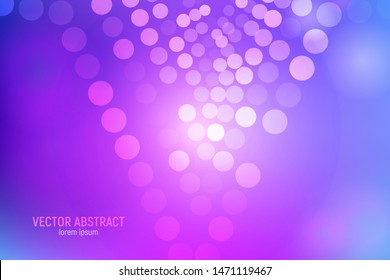 Circles abstract background. 3D abstract purple and blue background with circles, lens flares and glowing reflections. Vector illustration.