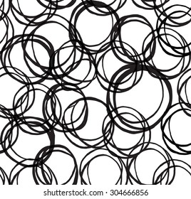 Circles, abstract bands seamless vector pattern.