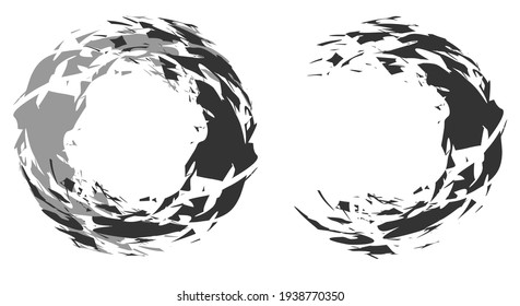 Círculos de líneas y puntos abstractos. Caligrafía. Vector.
