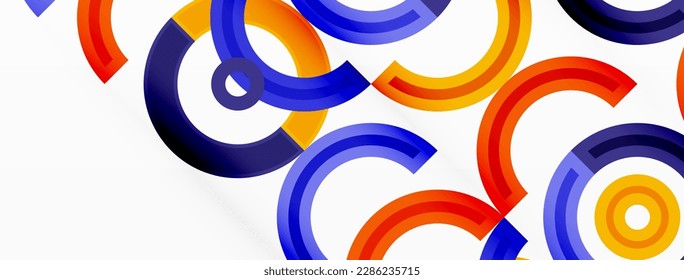 Circles are arranged in a grid pattern abstract background and feature a range of different colors, including shades of various colors. Template for wallpaper, banner, presentation, background