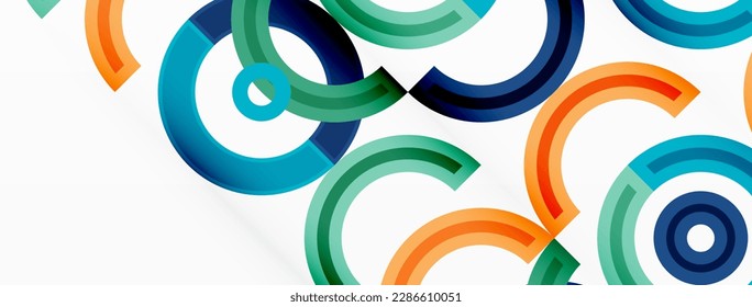 Circles are arranged in a grid pattern abstract background and feature a range of different colors, including shades of various colors. Template for wallpaper, banner, presentation, background