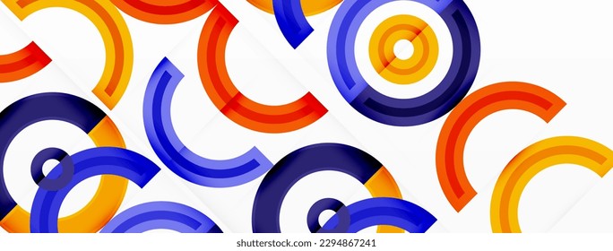 Circles are arranged in a grid pattern abstract background and feature a range of different colors, including shades of various colors. Template for wallpaper, banner, presentation, background