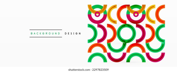 Circles are arranged in a grid pattern abstract background and feature a range of different colors, including shades of various colors. Template for wallpaper, banner, presentation, background