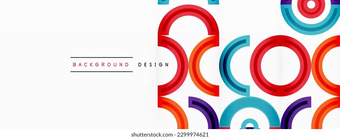 Circles are arranged in a grid pattern abstract background and feature a range of different colors, including shades of various colors. Template for wallpaper, banner, presentation, background