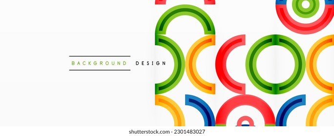 Circles are arranged in a grid pattern abstract background and feature a range of different colors, including shades of various colors. Template for wallpaper, banner, presentation, background