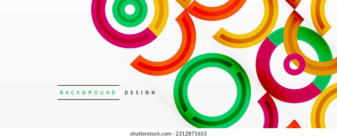 Circles are arranged in a grid pattern abstract background and feature a range of different colors, including shades of various colors. Template for wallpaper, banner, presentation, background