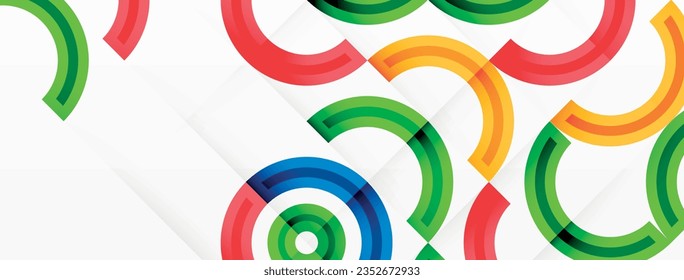 Circles are arranged in a grid pattern abstract background and feature a range of different colors, including shades of various colors. Template for wallpaper, banner, presentation, background