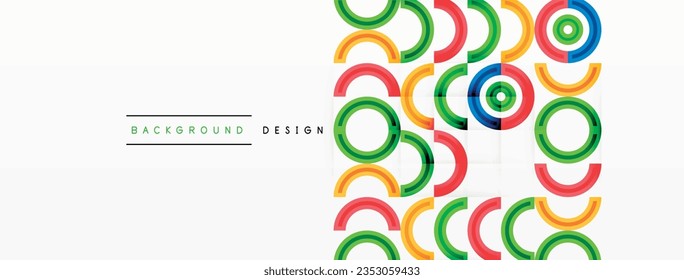 Circles are arranged in a grid pattern abstract background and feature a range of different colors, including shades of various colors. Template for wallpaper, banner, presentation, background