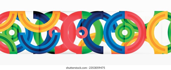 Circles are arranged in a grid pattern abstract background and feature a range of different colors, including shades of various colors. Template for wallpaper, banner, presentation, background