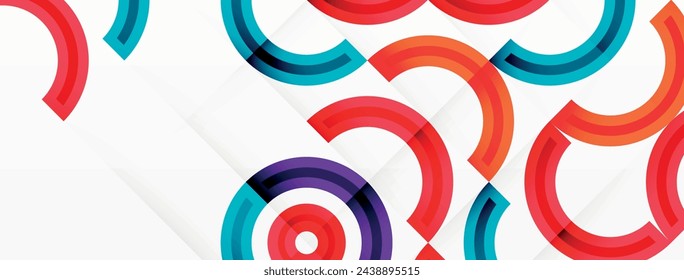 Circles are arranged in a grid pattern abstract background and feature a range of different colors, including shades of various colors. Template for wallpaper, banner, presentation, background