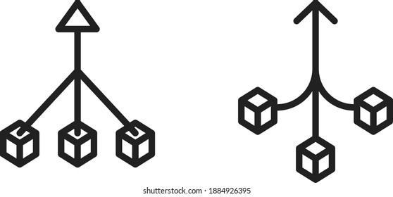 Círculos con flecha que simboliza la consolidación o el compuesto, icono vector.