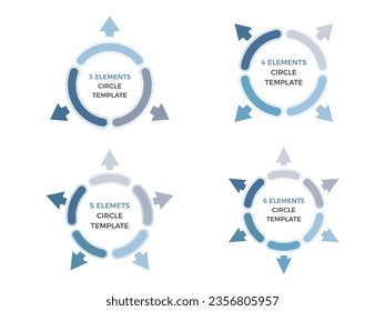 Círculos con flechas divididas en segmentos, plantillas infográficas para diagramas de círculo, eps10 ilustración