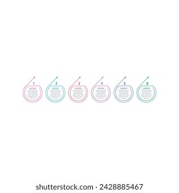 circles with arrows informational template. six steps infographic template. Infographic template for technology, industry, science, business