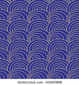 Circles art deco gold and blue