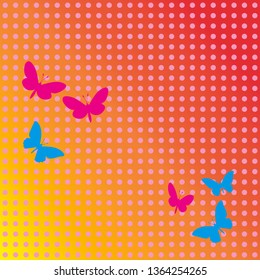 Circles background with a few butterflies, gradient