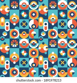 Circles Background graphic design. Abstract geometric seamless pattern. Decorative mosaic poster. Vector illustration. 