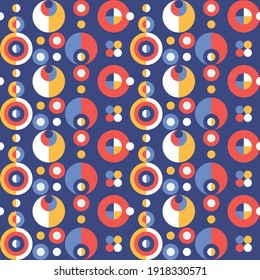 Circles Background graphic design. Abstract geometric seamless pattern. Decorative mosaic poster. Vector illustration.