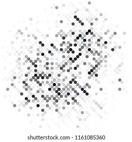 Circles background. Random dots. Black and white shades. Grey background for your design. Digital. Mosaic effect. 