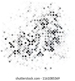 Circles background. Random dots. Black and white shades. Grey background for your design. Digital. Mosaic effect. 