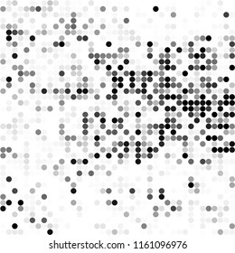 Circles background. Random dots. Black and white shades. Grey background for your design. Digital. Mosaic effect. 