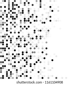 Circles background. Random dots. Black and white shades. Grey background for your design. Digital. Mosaic effect. Halftone vector.