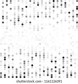 Circles background. Random dots. Black and white shades. Grey background for your design. Digital. Mosaic effect. Halftone vector.